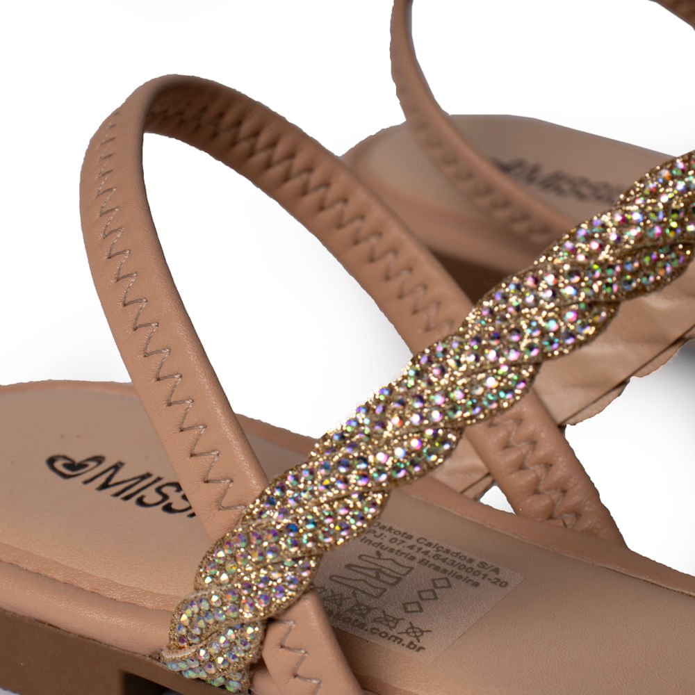 Sandália Feminina Mississipi Rasteira Brilhos Nude Nude 5