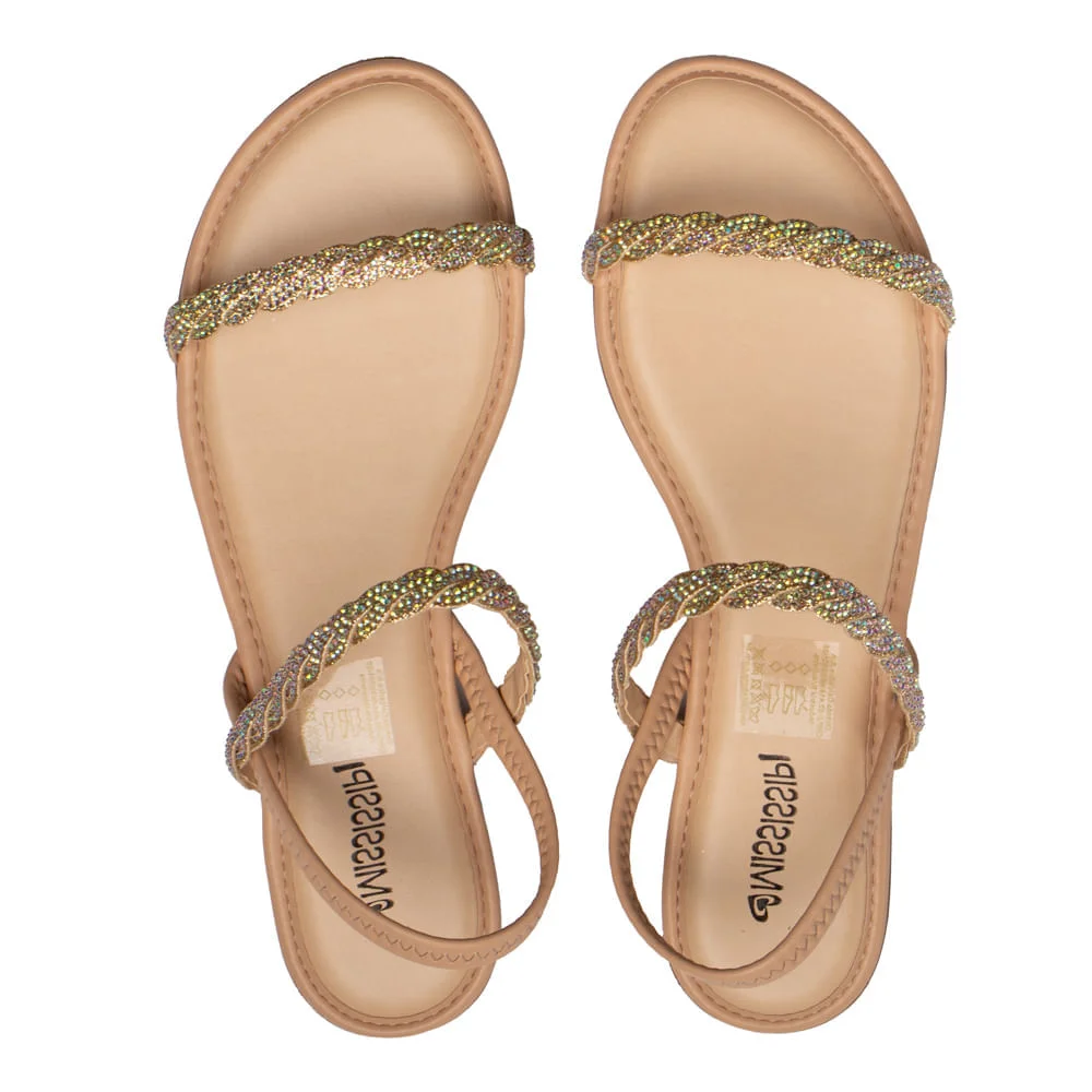 Sandália Feminina Mississipi Rasteira Brilhos Nude Nude 4