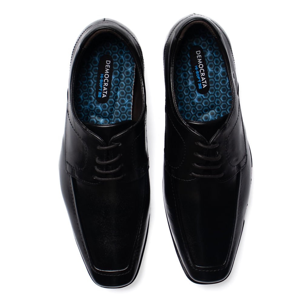 Sapato Masculino Democrata Social Metropolitan Pointer Couro Preto Preto 3