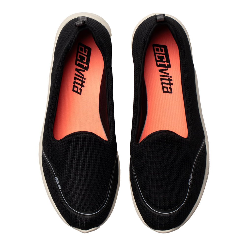 Sapatilha Feminina Actvitta Lite Plus Sem Cadarço Preto Preto 4