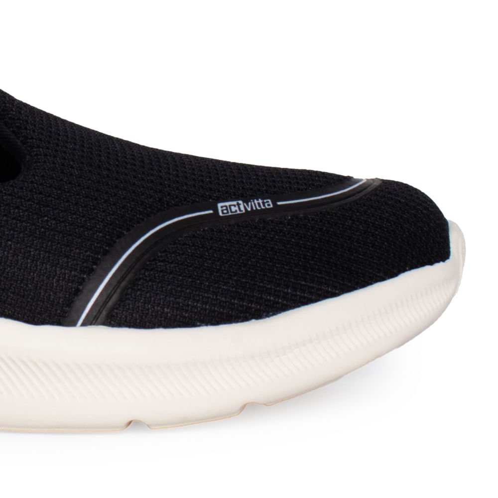 Sapatilha Feminina Actvitta Lite Plus Sem Cadarço Preto Preto 5