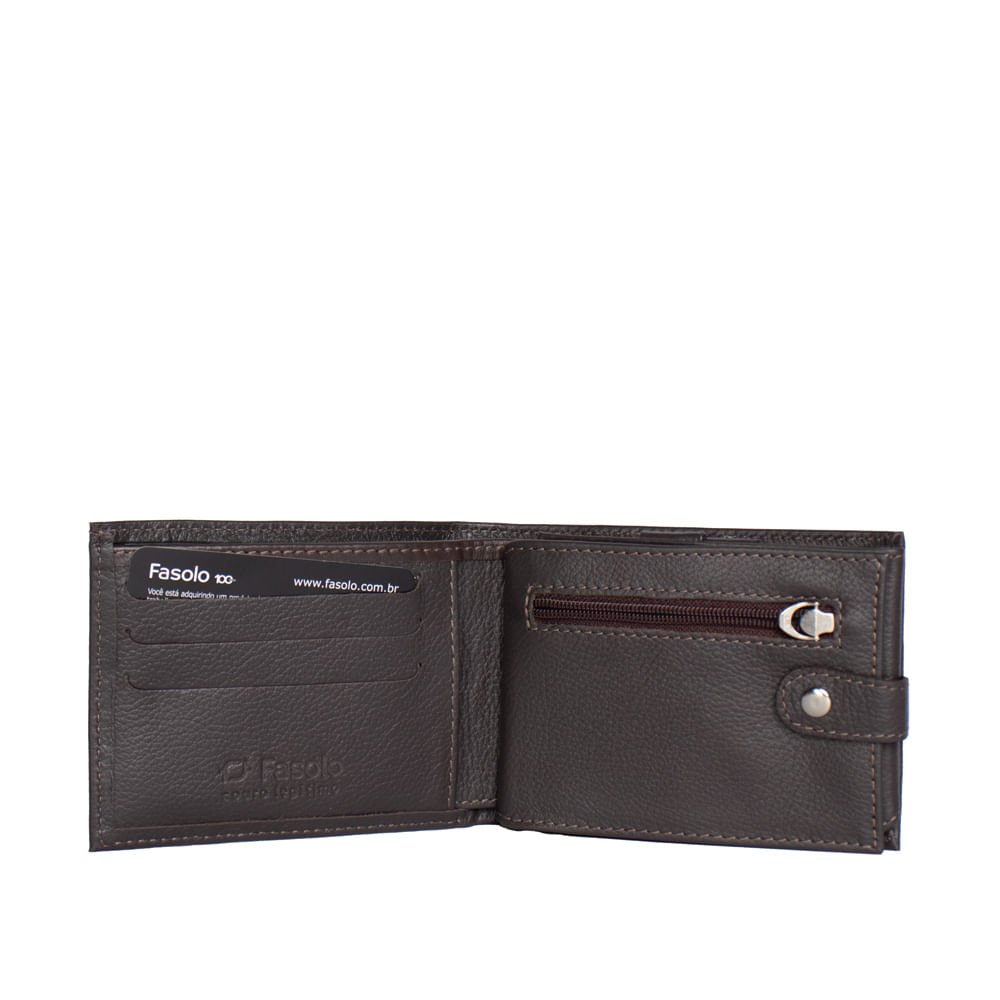 Carteira Masculina Fasolo Couro Zíper H015143101 Marrom Marrom 3
