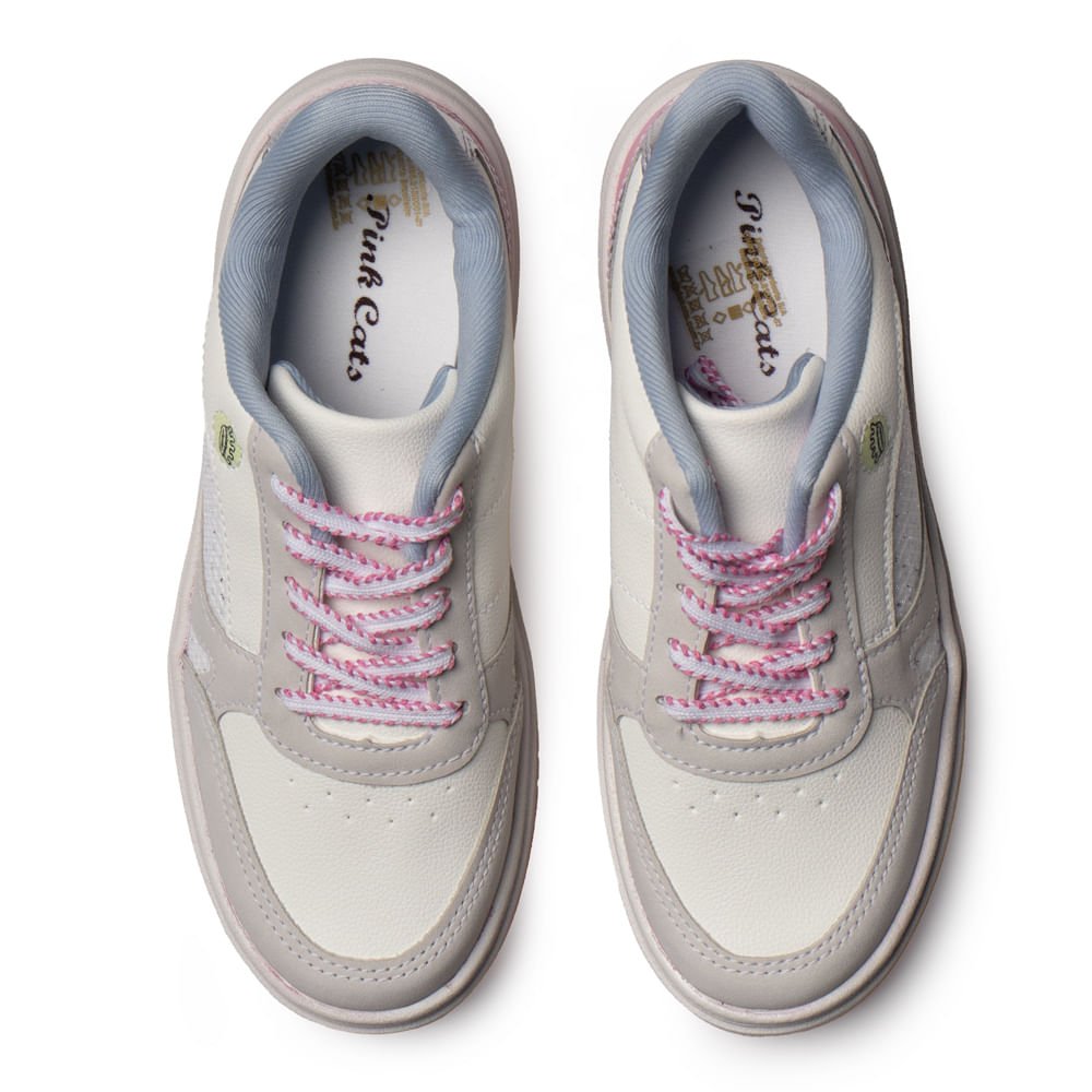 Tênis Infantil Pink Cats Casual Napa Multicolor Branco/Rosa Branco/Rosa 3