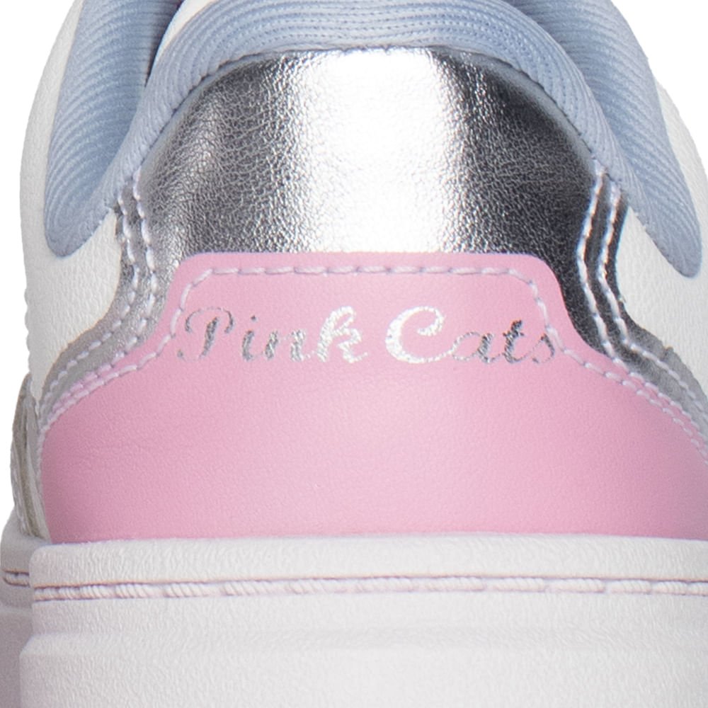 Tênis Infantil Pink Cats Casual Napa Multicolor Branco/Rosa Branco/Rosa 4