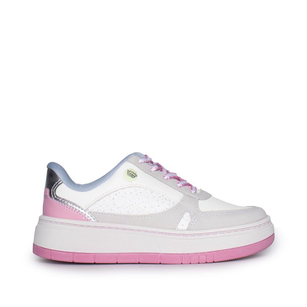 Tênis Infantil Pink Cats Casual Napa Multicolor Branco/Rosa