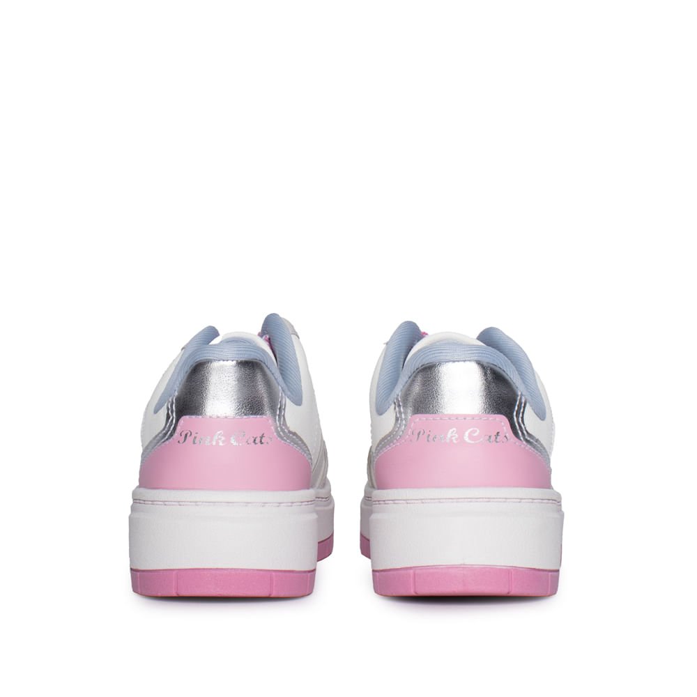 Tênis Infantil Pink Cats Casual Napa Multicolor Branco/Rosa Branco/Rosa 2