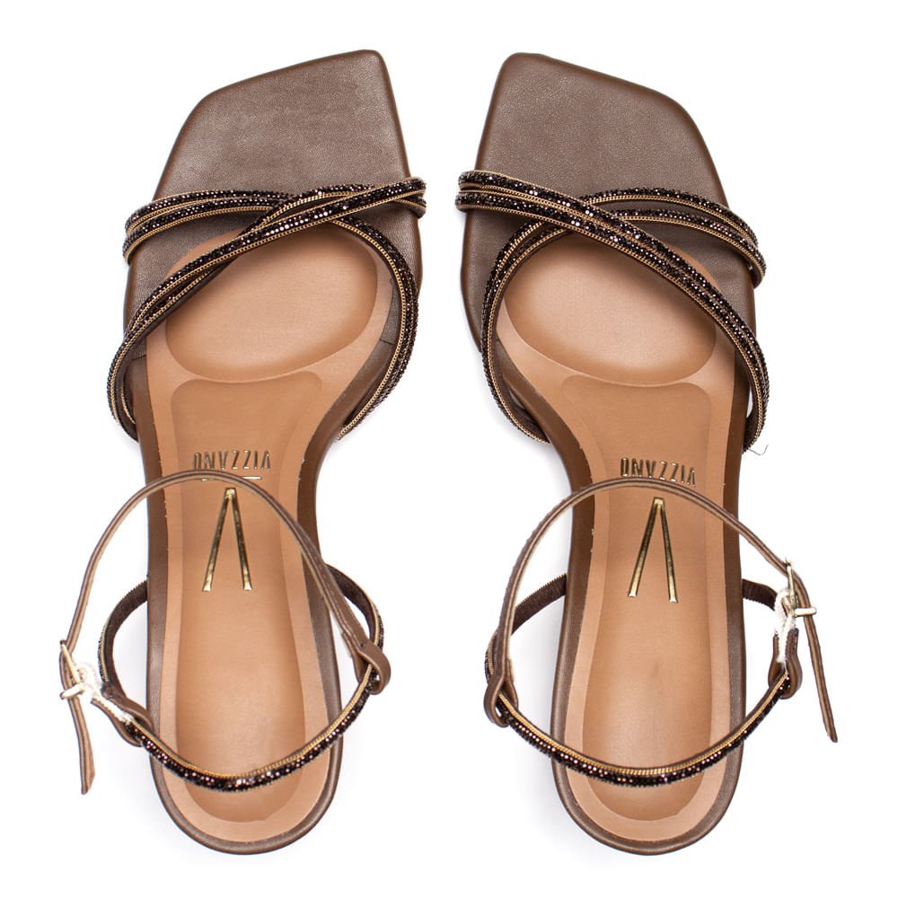 Sandália Feminina Vizzano Pelica Marrom/Dourado Salto Fino Marrom 4