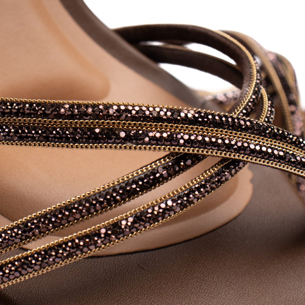 Sandália Feminina Vizzano Pelica Marrom/Dourado Salto Fino Marrom 5