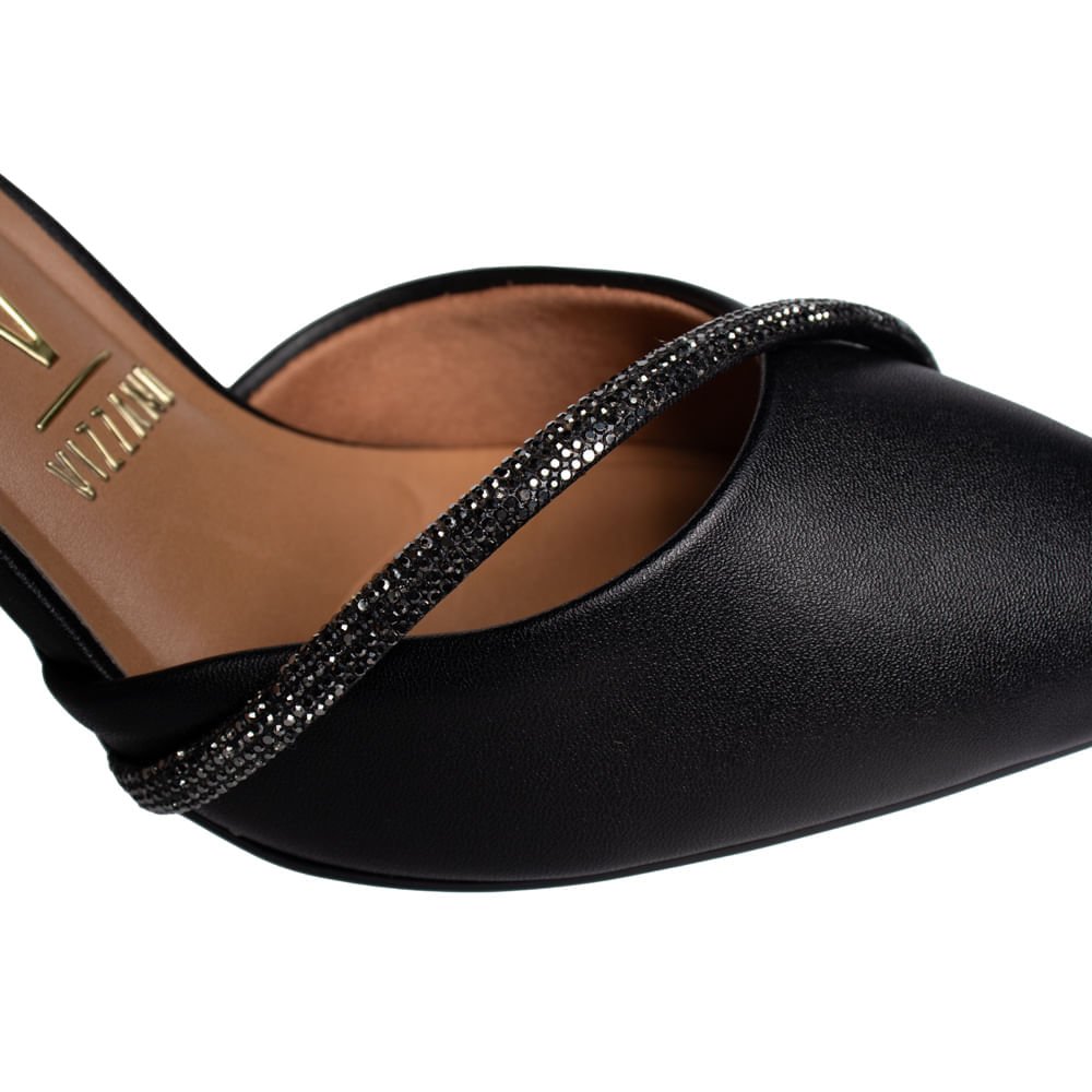 Sapato Feminino Vizzano Scarpin Strass Tiras Preto Preto 6