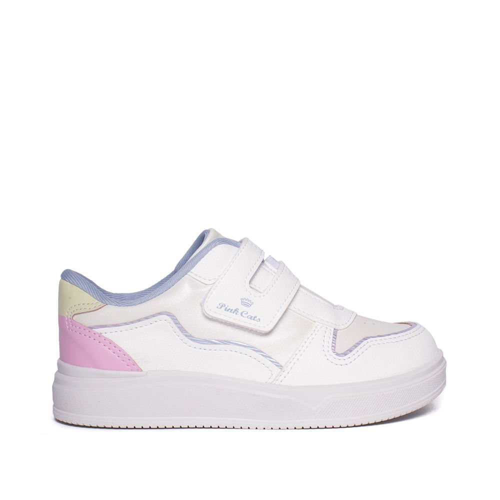 Tênis Infantil Pink Cats Napa Branco/Azul/Rosa
