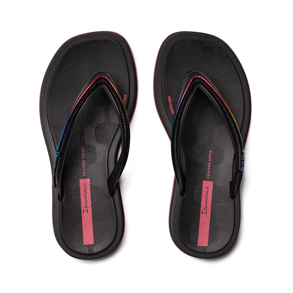Chinelo Infantil Ipanema Glow Detalhe Corda Preto/Rosa