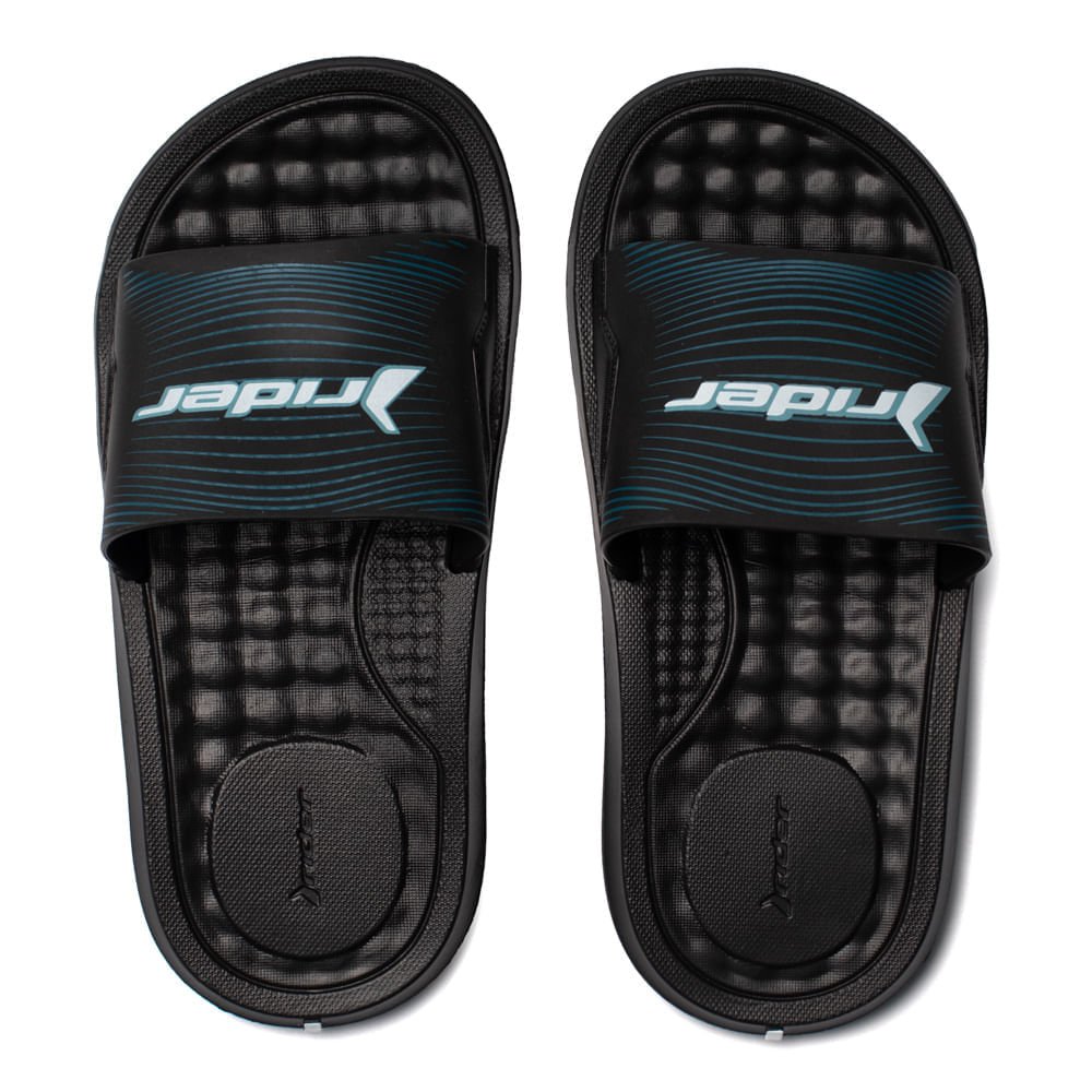 Chinelo Infantil Rider Step Slide Monobloco Preto/Azul