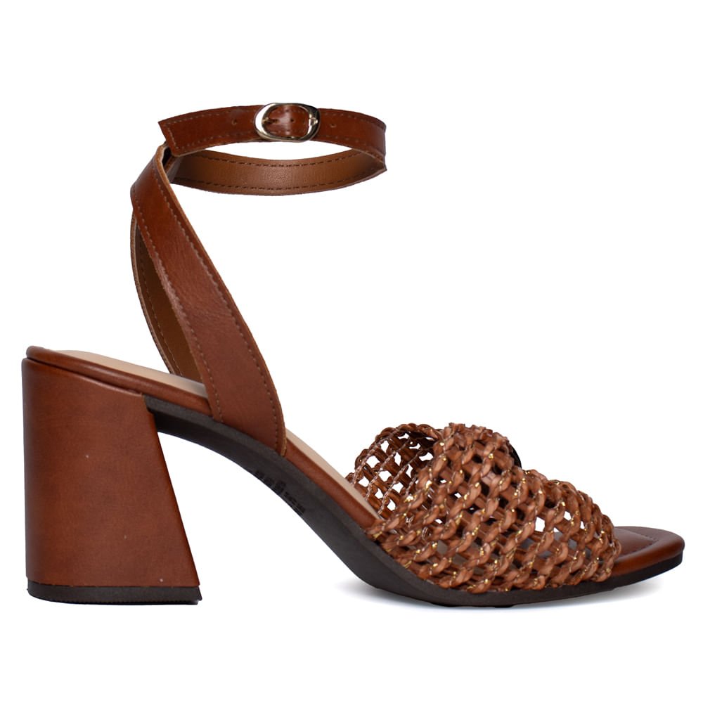 Sandália Feminina Dakota Salto Bloco Laço Marrom/Bege