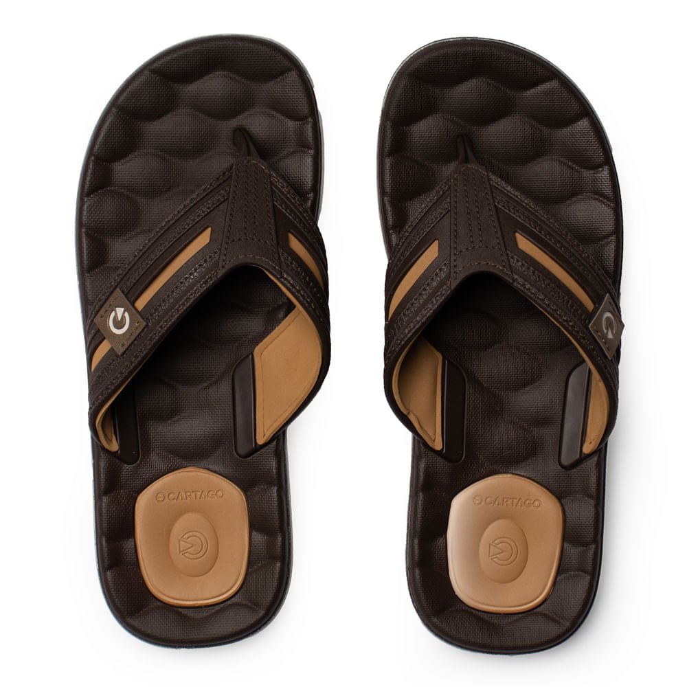 Chinelo Masculino Cartago Egeu Tiras Conforto Marrom
