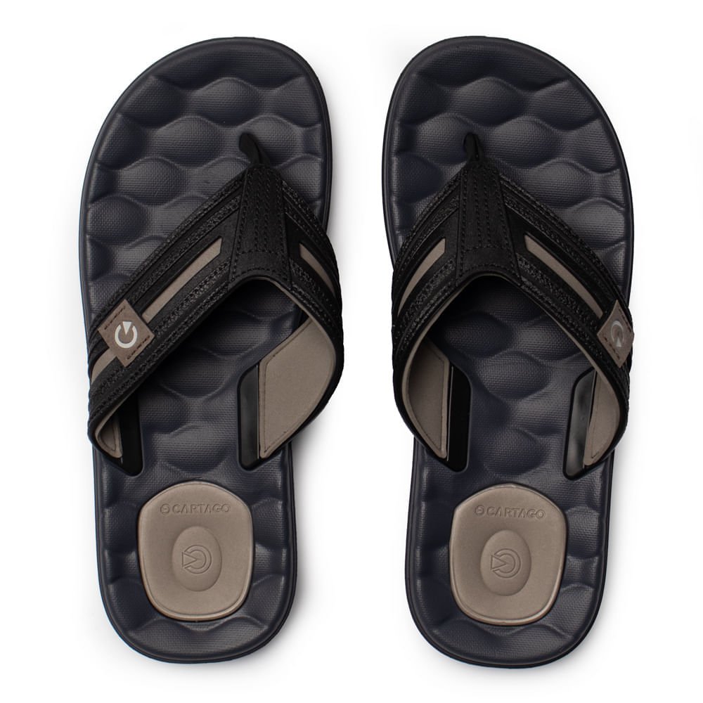 Chinelo Masculino Cartago Egeu Tiras Conforto Preto/Cinza