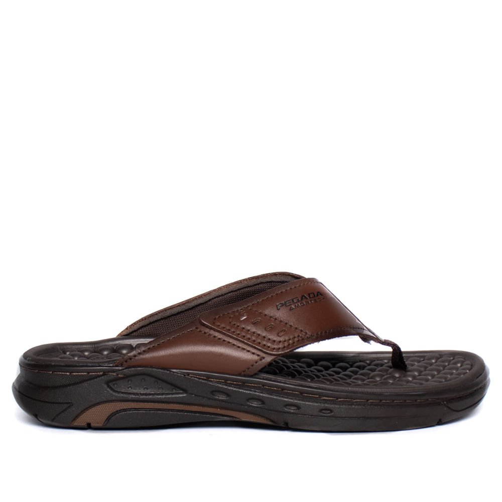 Chinelo Masculino Pegada Couro Anilina Marrom Marrom 2