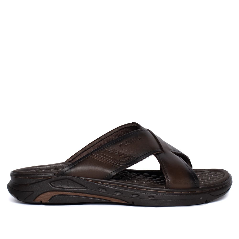 Chinelo Masculino Pegada Couro Anilina Duas Tiras Marrom Marrom 2