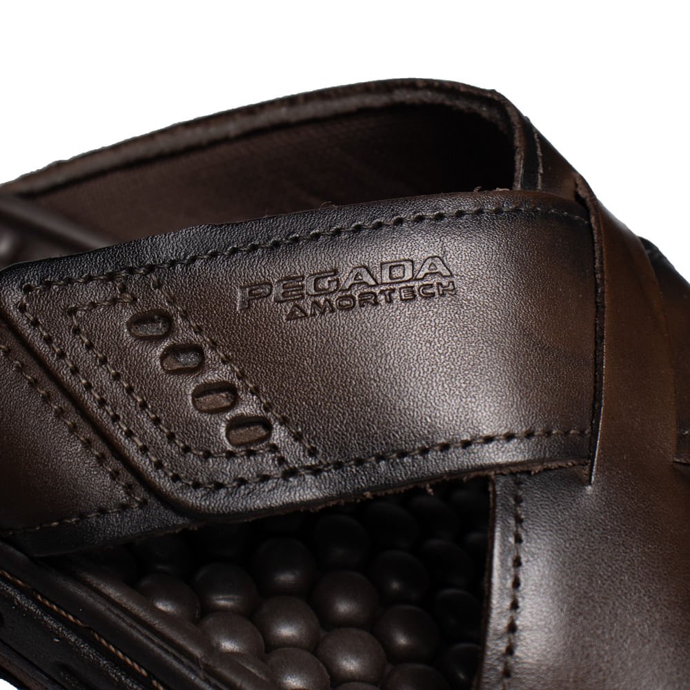 Chinelo Masculino Pegada Couro Anilina Duas Tiras Marrom Marrom 4