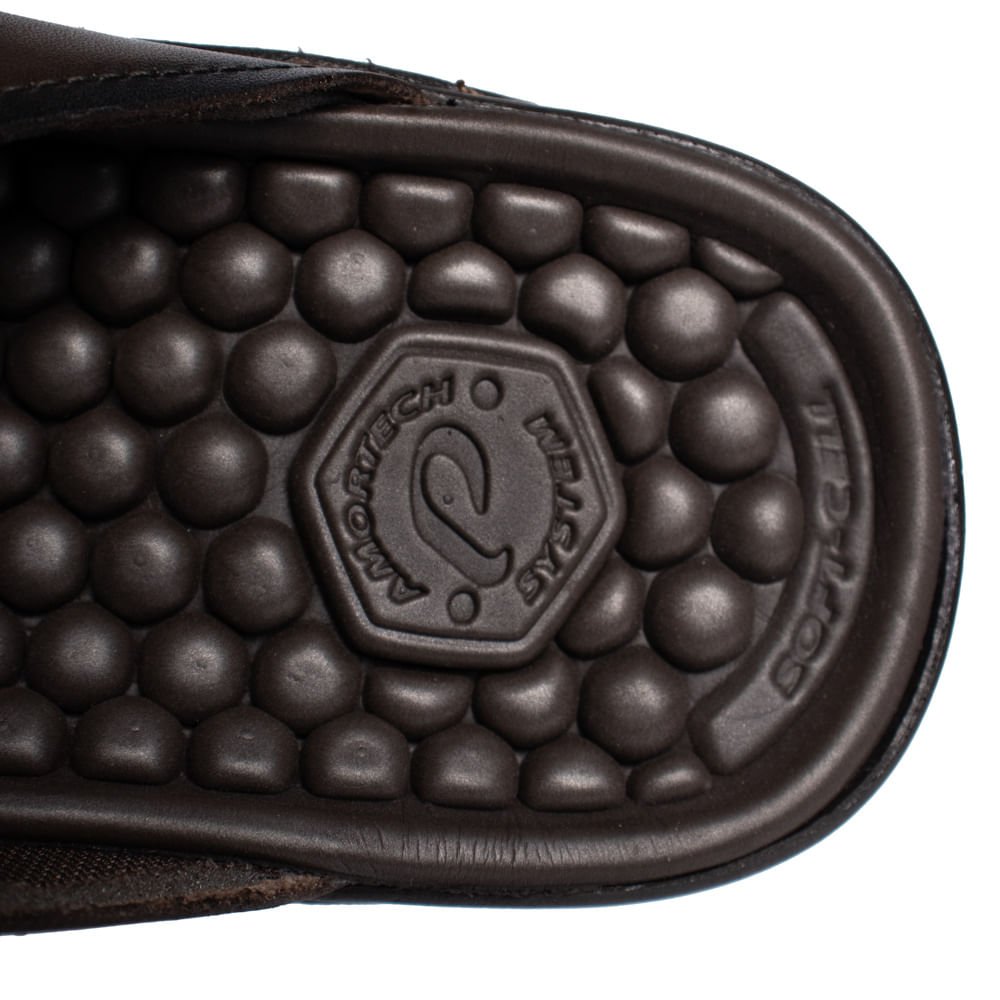 Chinelo Masculino Pegada Couro Anilina Duas Tiras Marrom Marrom 5