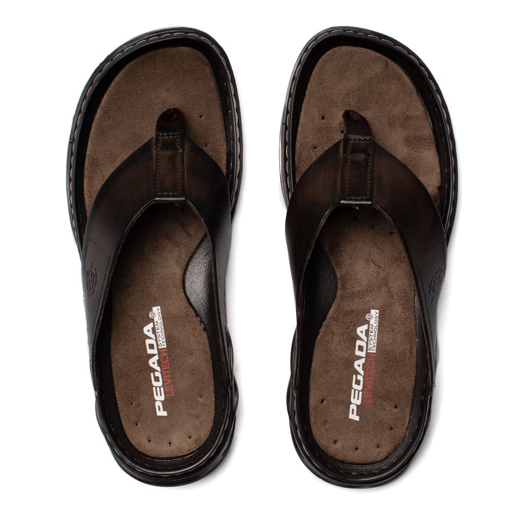 Chinelo Masculino Pegada Couro Anilina Levitech Marrom