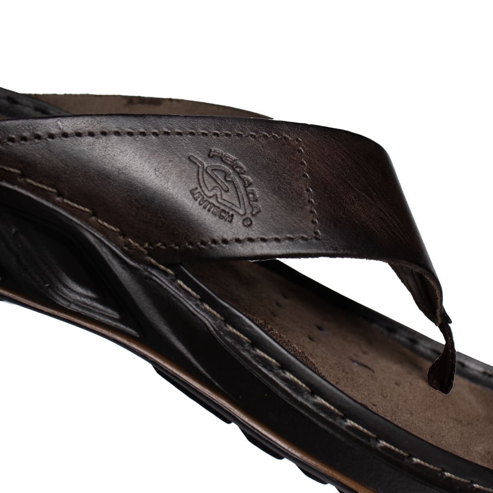 Chinelo Masculino Pegada Couro Anilina Levitech Marrom Marrom 4