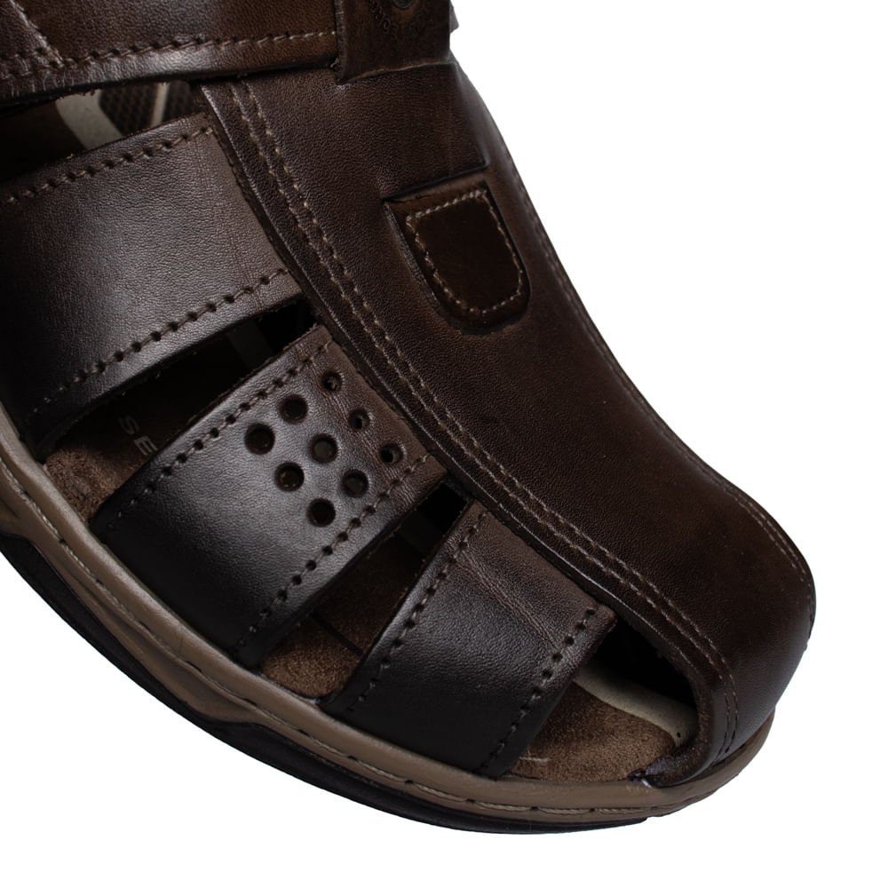 Sandália Masculina Pegada Soft Walk Couro Marrom Escuro Marrom Escuro 4