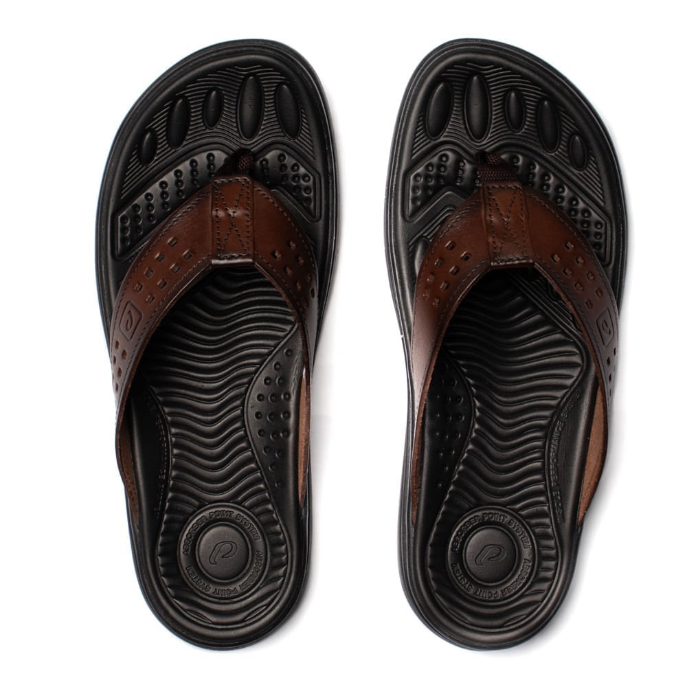Chinelo Masculino Pegada Couro Anilina Absorve Marrom