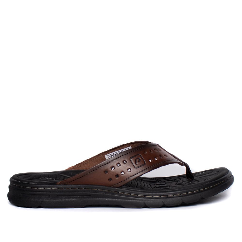 Chinelo Masculino Pegada Couro Anilina Absorve Marrom Marrom 2