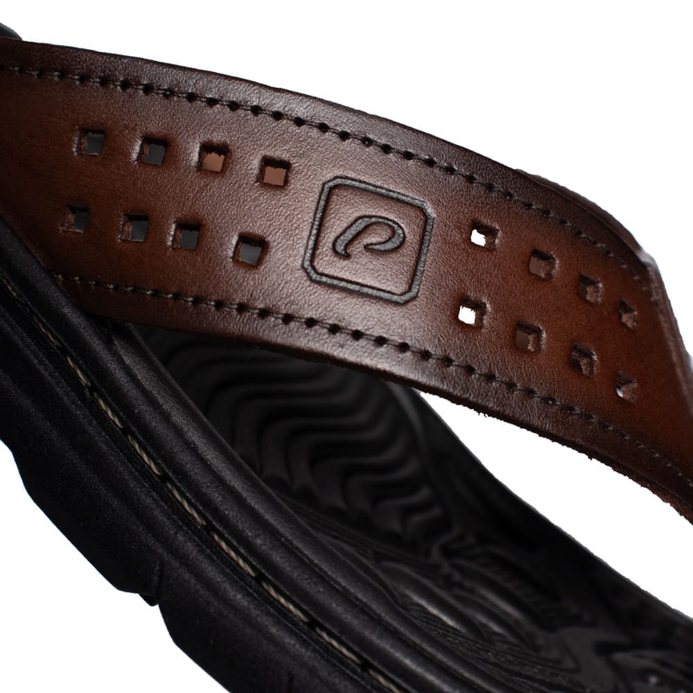 Chinelo Masculino Pegada Couro Anilina Absorve Marrom Marrom 4