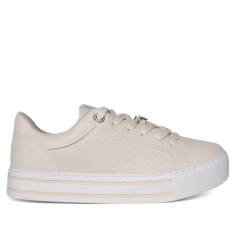 Tênis Feminino Via Marte Napa Flatform Texturizado Bege