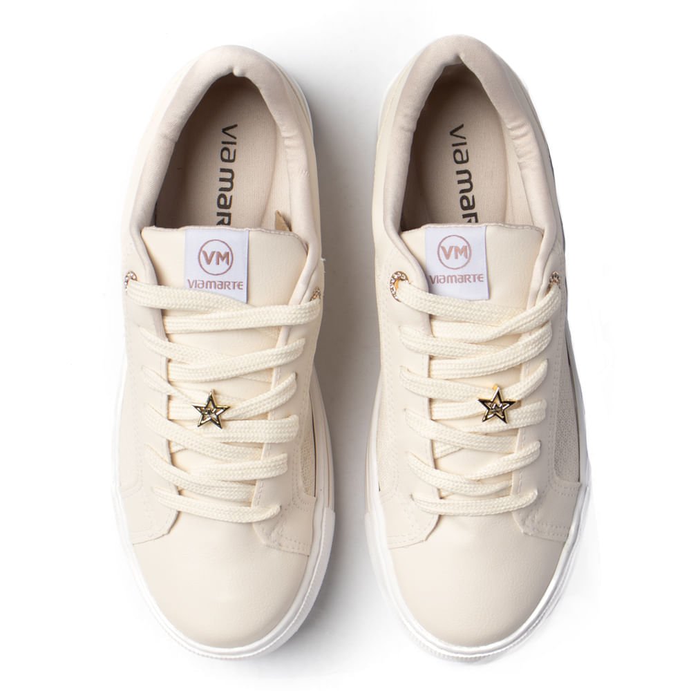 Tênis Feminino Via Marte Napa Flatform Texturizado Bege Bege 4