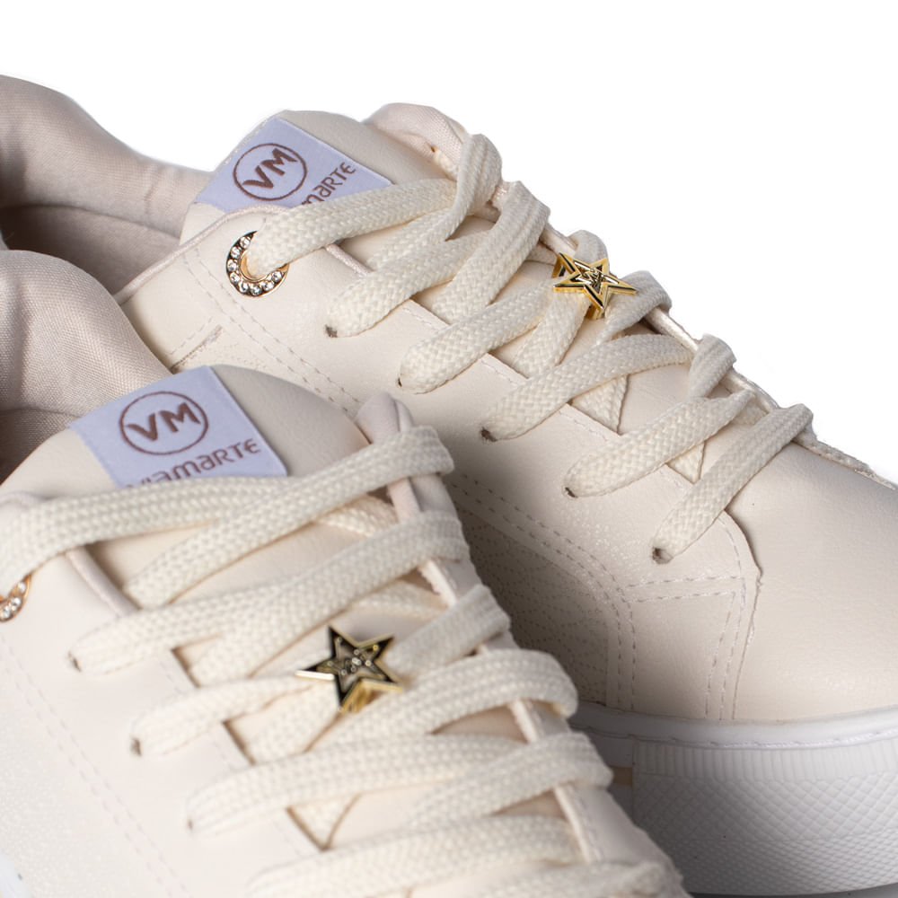Tênis Feminino Via Marte Napa Flatform Texturizado Bege Bege 5