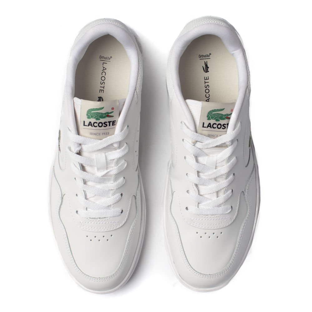 Tênis Masculino Lacoste Lineset Couro Detalhes Branco Branco 4