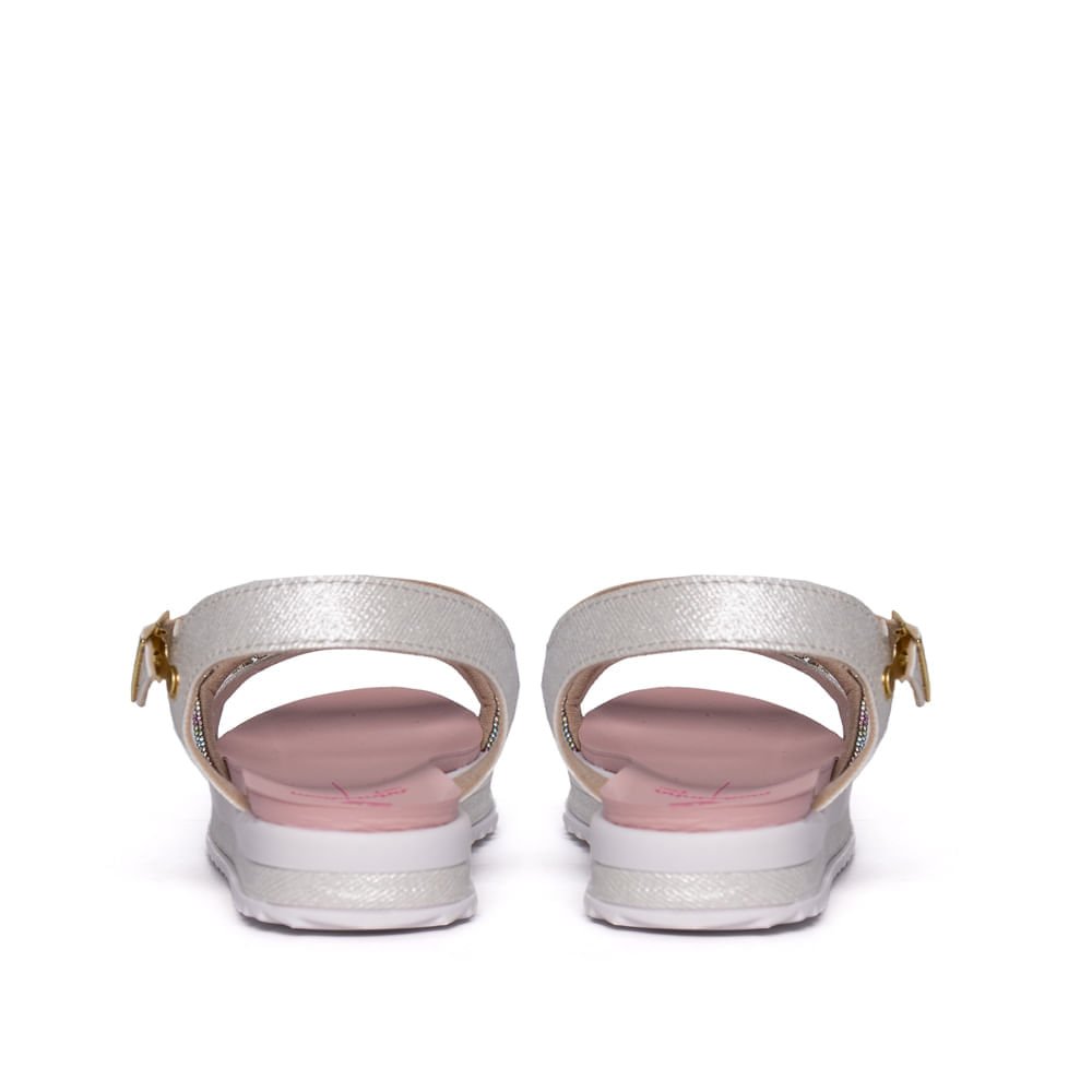 Sandália Infantil Molekinha Flatform Perolada Prata/rosa Branco/Rosa 3