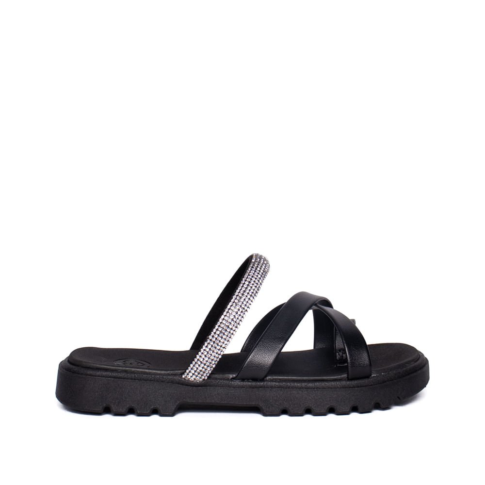 Chinelo Infantil Molekinha Flatform com Strass Preto