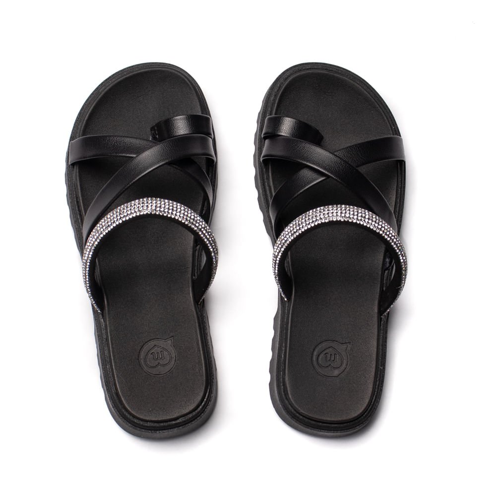 Chinelo Infantil Molekinha Flatform com Strass Preto Preto 4
