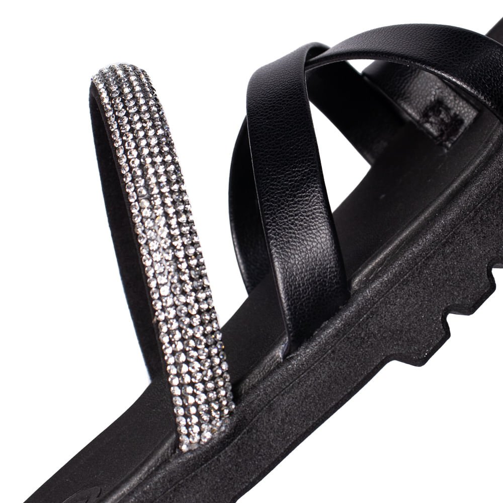 Chinelo Infantil Molekinha Flatform com Strass Preto Preto 5