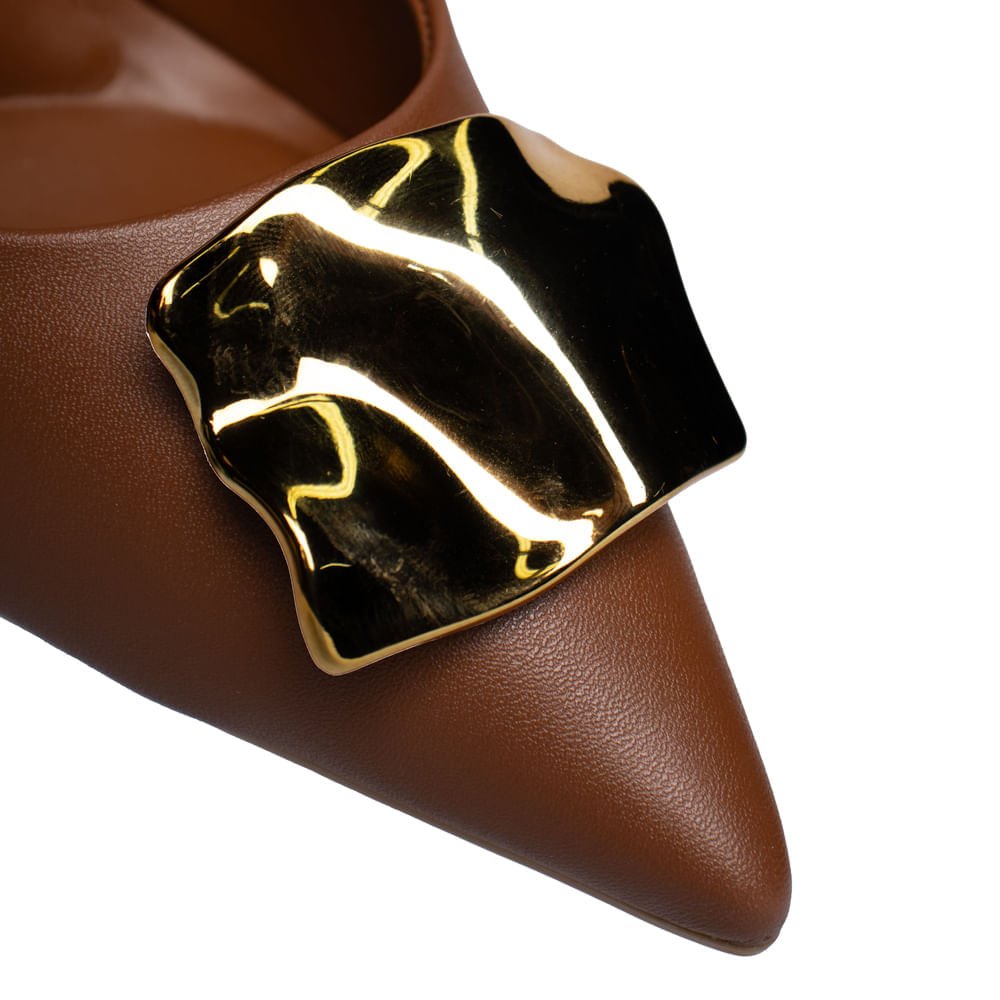 Sapato Feminino Vizzano Scarpin Adereço Dourado Marrom Marrom 5