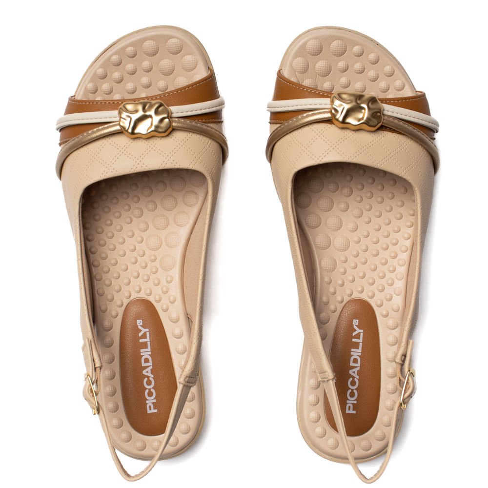 Sandália Feminina Piccadilly Slingback Bege Bege 4
