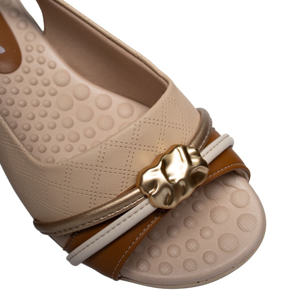 Sandália Feminina Piccadilly Slingback Bege Bege 5