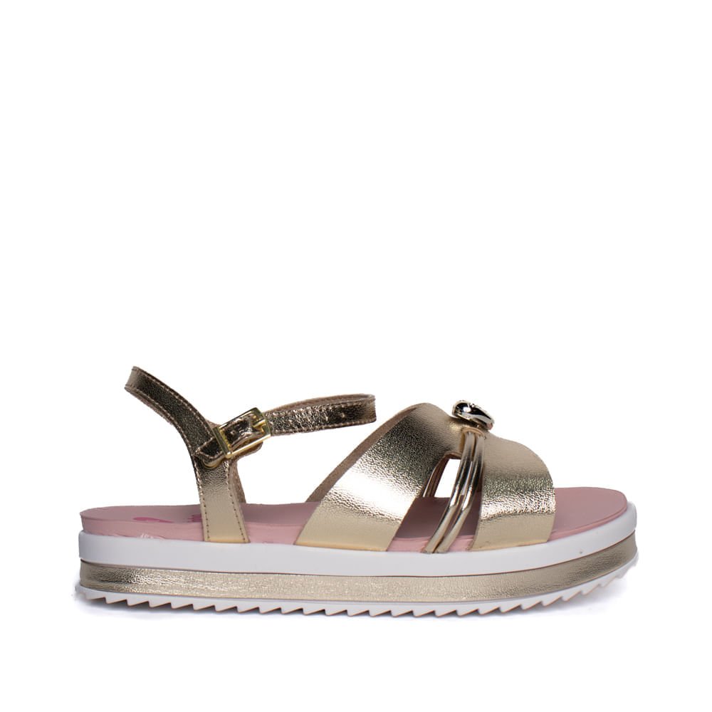 Sandália Infantil Molekinha Flatform Metalizada Dourado