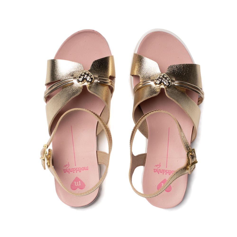 Sandália Infantil Molekinha Flatform Metalizada Dourado Dourado 4