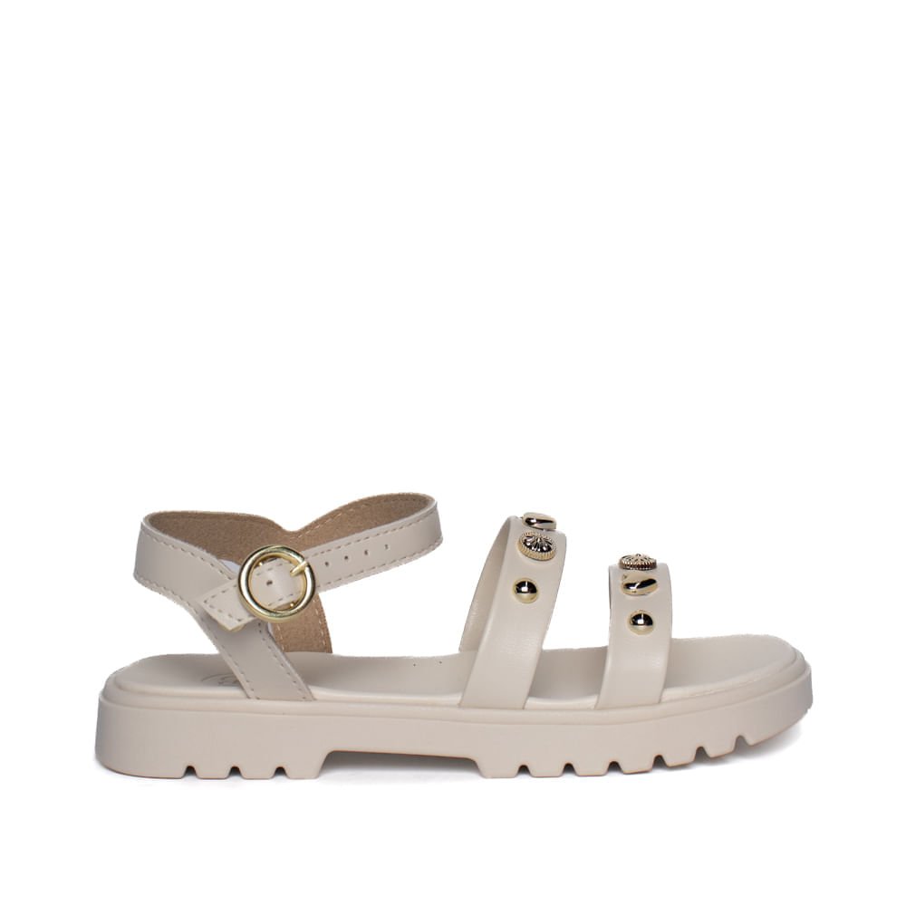 Sandália Infantil Molekinha com Pins Off White