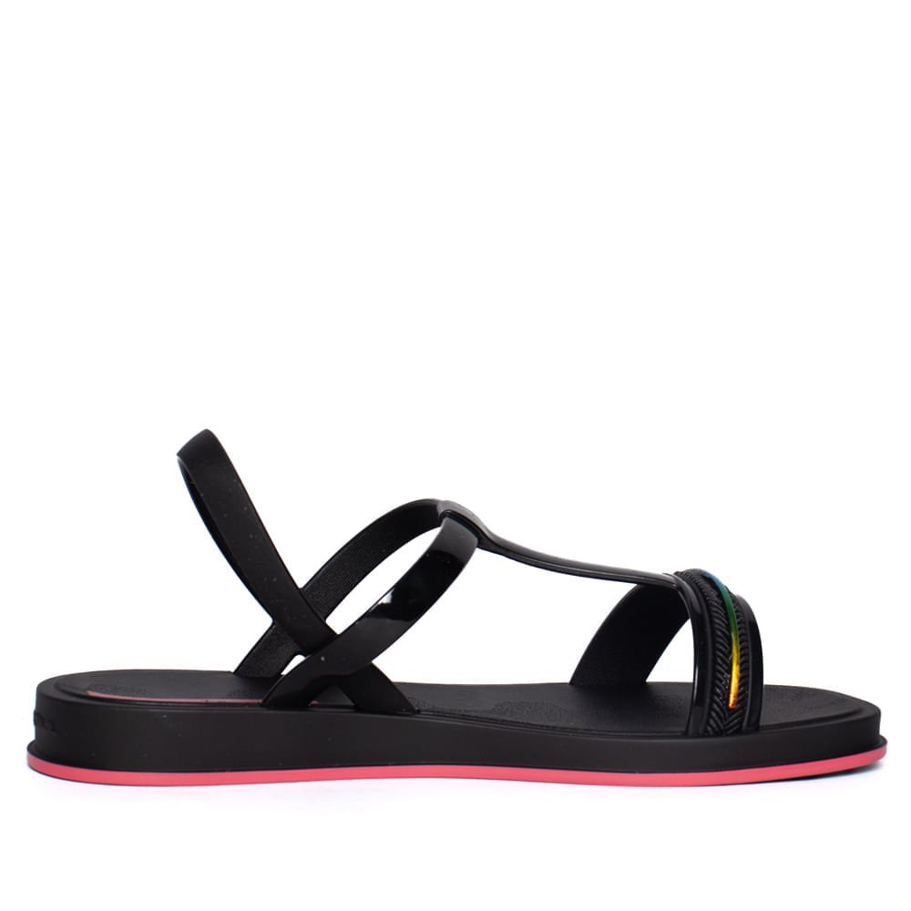 Rasteirinha Feminina Ipanema Glow Flatform Preto/Rosa