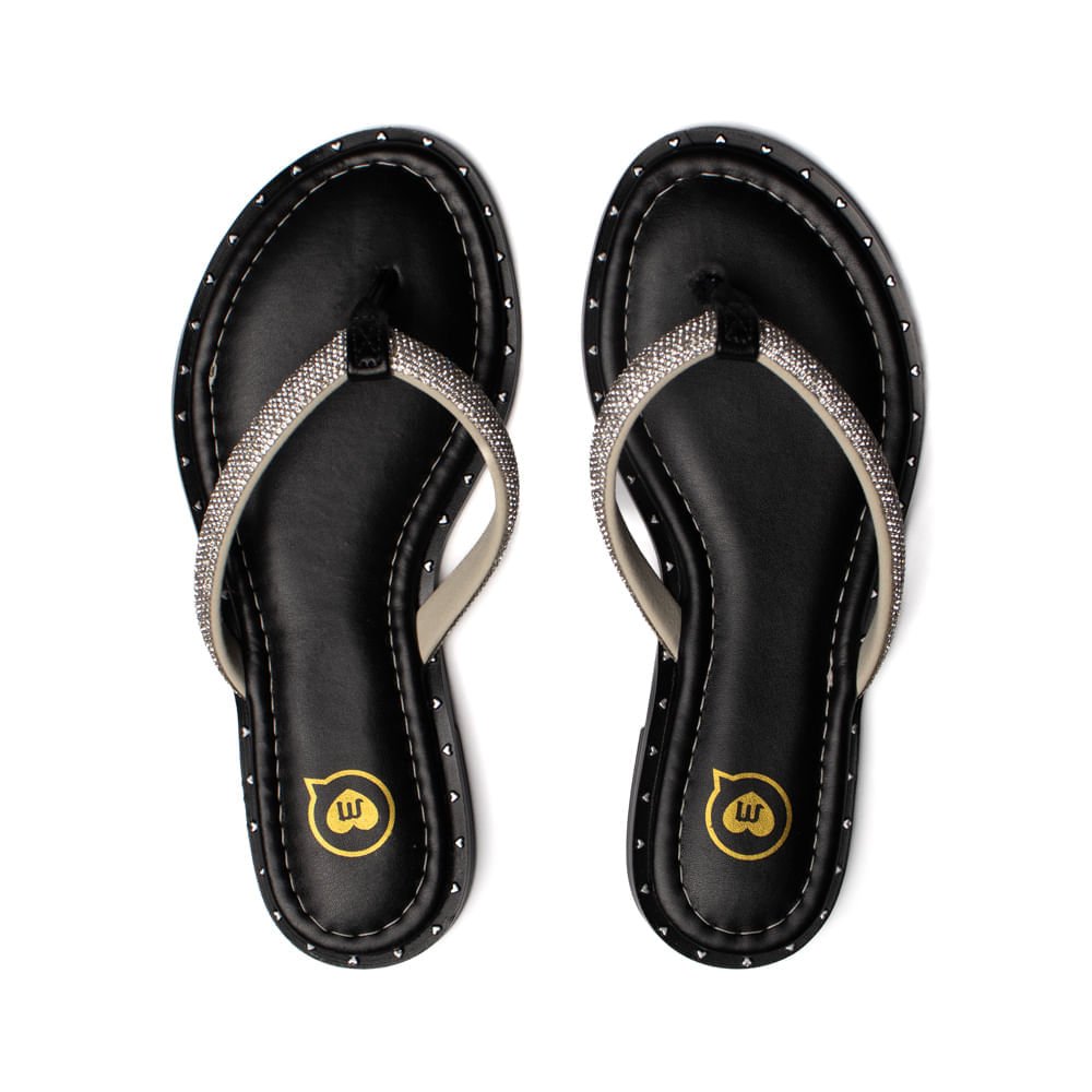 Rasteira Infantil Molekinha com Strass Preto