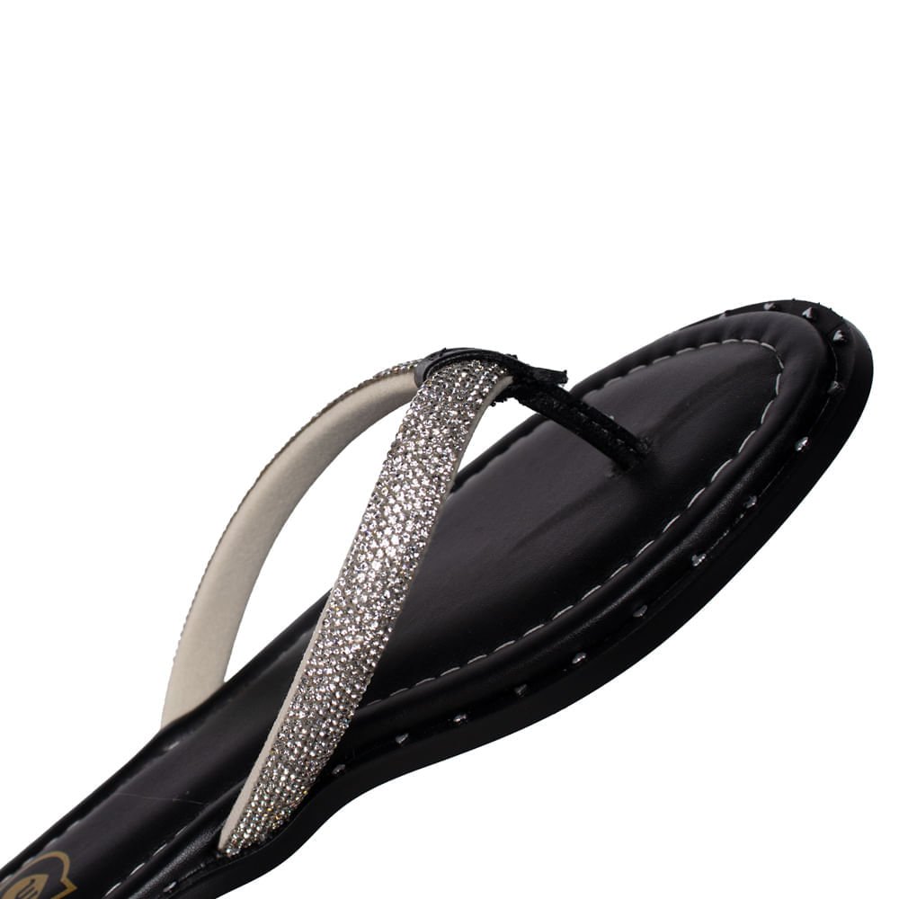 Rasteira Infantil Molekinha com Strass Preto Preto 4