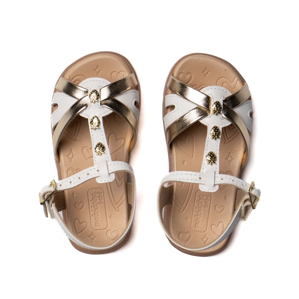 Sandália Infantil Molekinha Bebê Morangos Branco/dourado Branco/Dourado 4