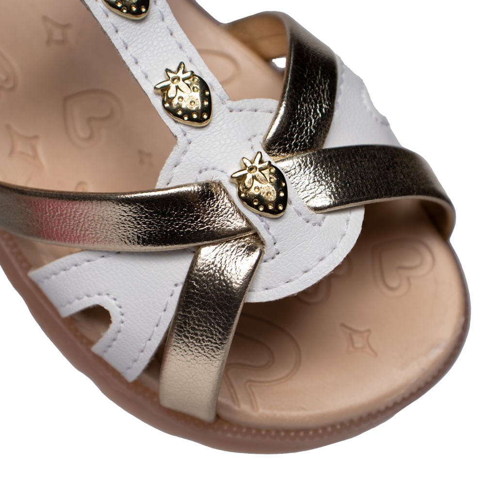 Sandália Infantil Molekinha Bebê Morangos Branco/dourado Branco/Dourado 5