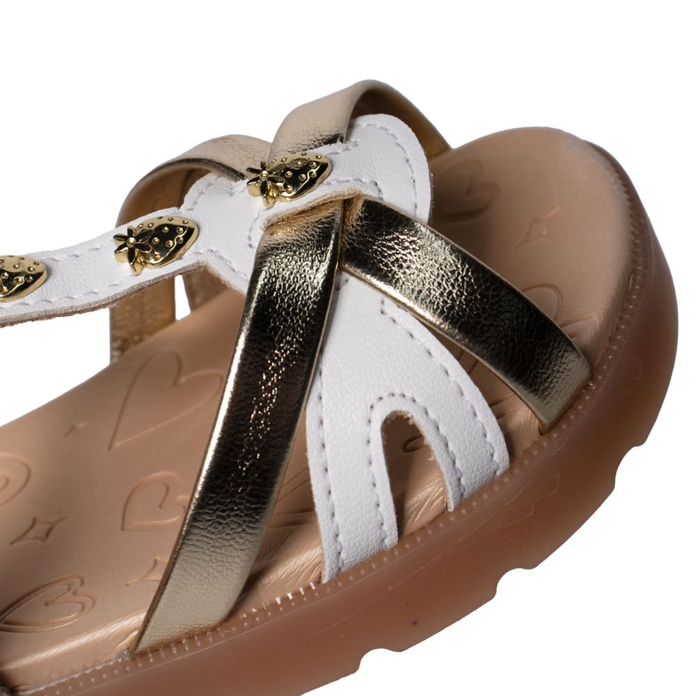 Sandália Infantil Molekinha Bebê Morangos Branco/dourado Branco/Dourado 6