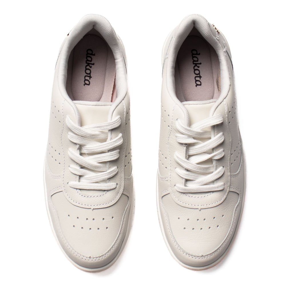 Tênis Feminino Dakota Casual de Couro Branco Branco 4